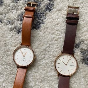 Skagen leather strap watches